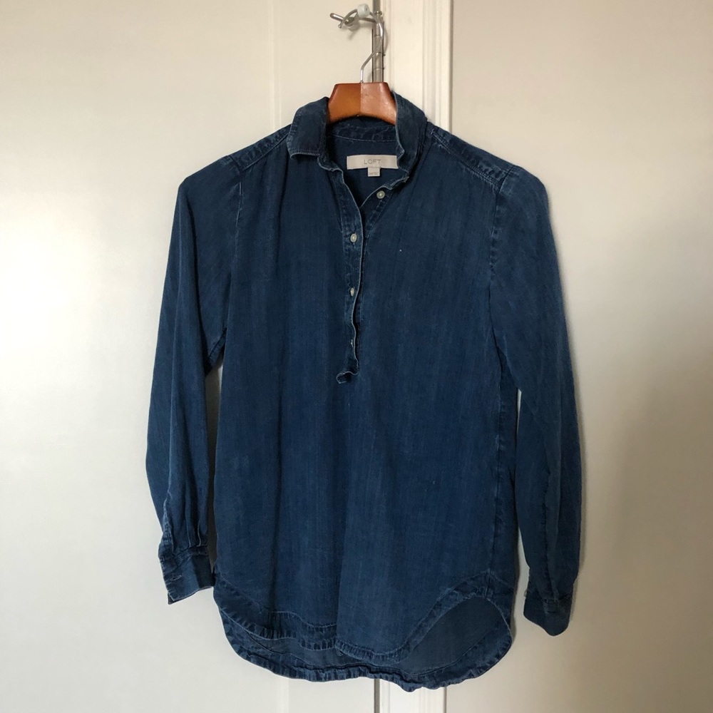 LOFT XXS maternity denim shirt